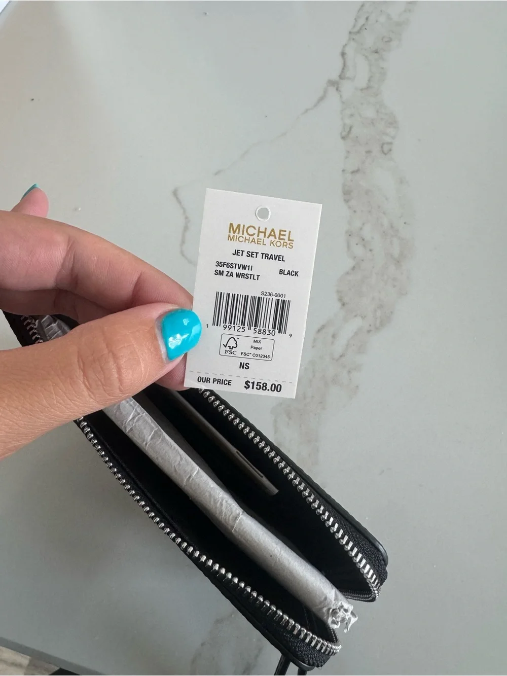 Michael Kors Black Floral Zip Wristlet Card Holder